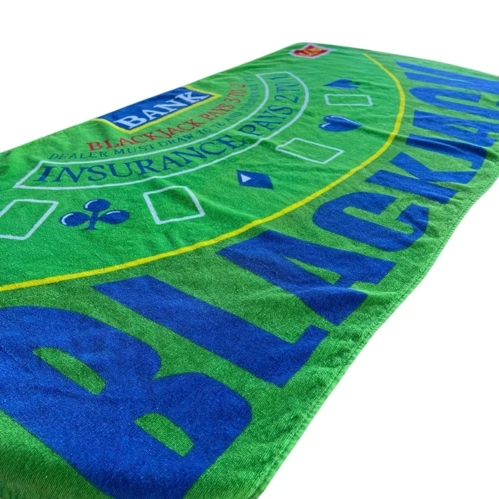 Jay Franco & Sons Blackjack Table Beach Towel Multicolor Cotton 30x59 Y2K HTF